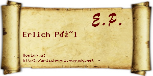 Erlich Pál névjegykártya